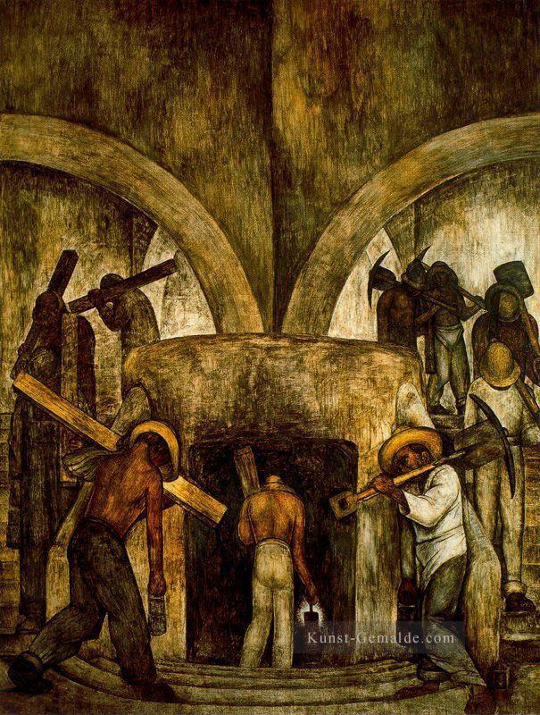 Eintritt in die Grube 1923 Diego Rivera Ölgemälde